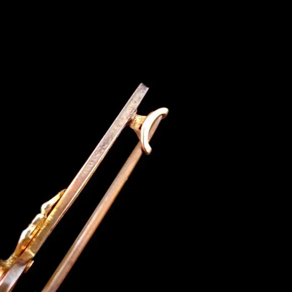 Antique Old Cut Amethyst Seed Pearls 9k Yellow Gold Brooch w Chain English Pin - Picture 3 of 6